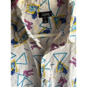 Vintage City Streets Geometric Mens L 80s Beach Bum Pop Culture SurfAOP